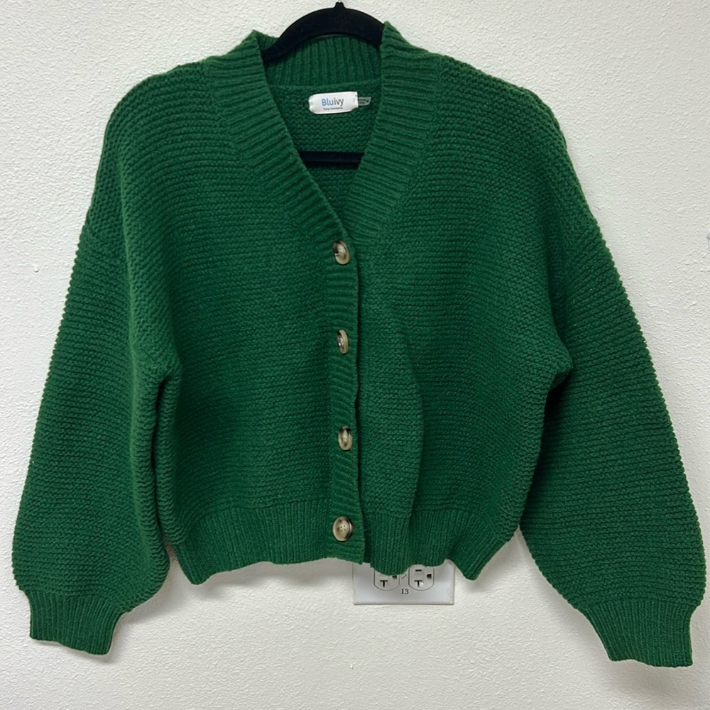 Green heavyweight cardigan